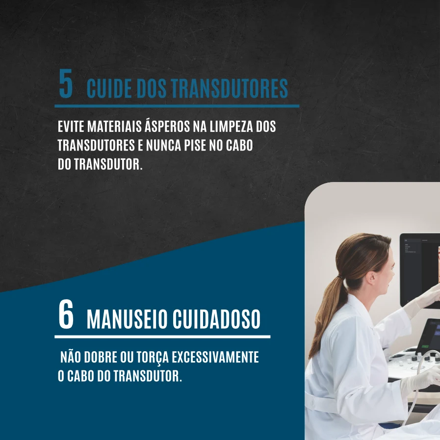 William Vogt, carrossel 10 dicas de cuidado com o equipamento, slide 4 de 7: cuidado com os transdutores e manuseio cuidadoso