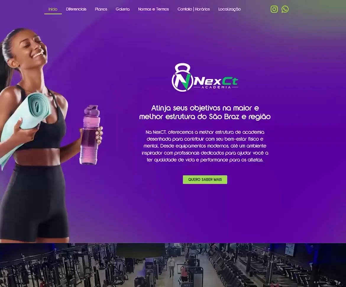 Print da home do site NexFit Curitiba