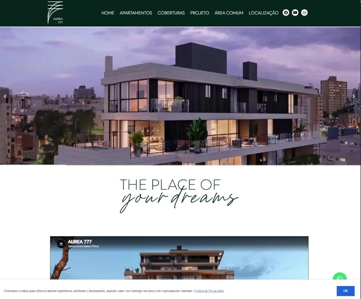 Print da home do site Áurea 777