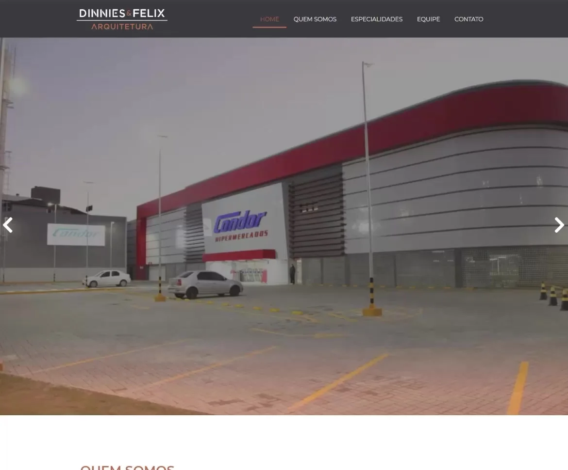 Print da home do site Dinnies e Felix Arquitetura