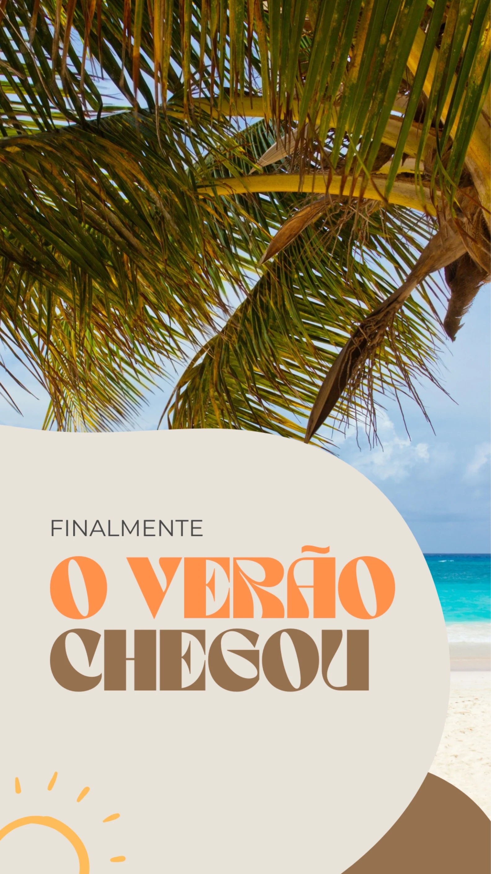 Story do Macal Resort: "Finalmente o verão chegou", com praia e coqueiro