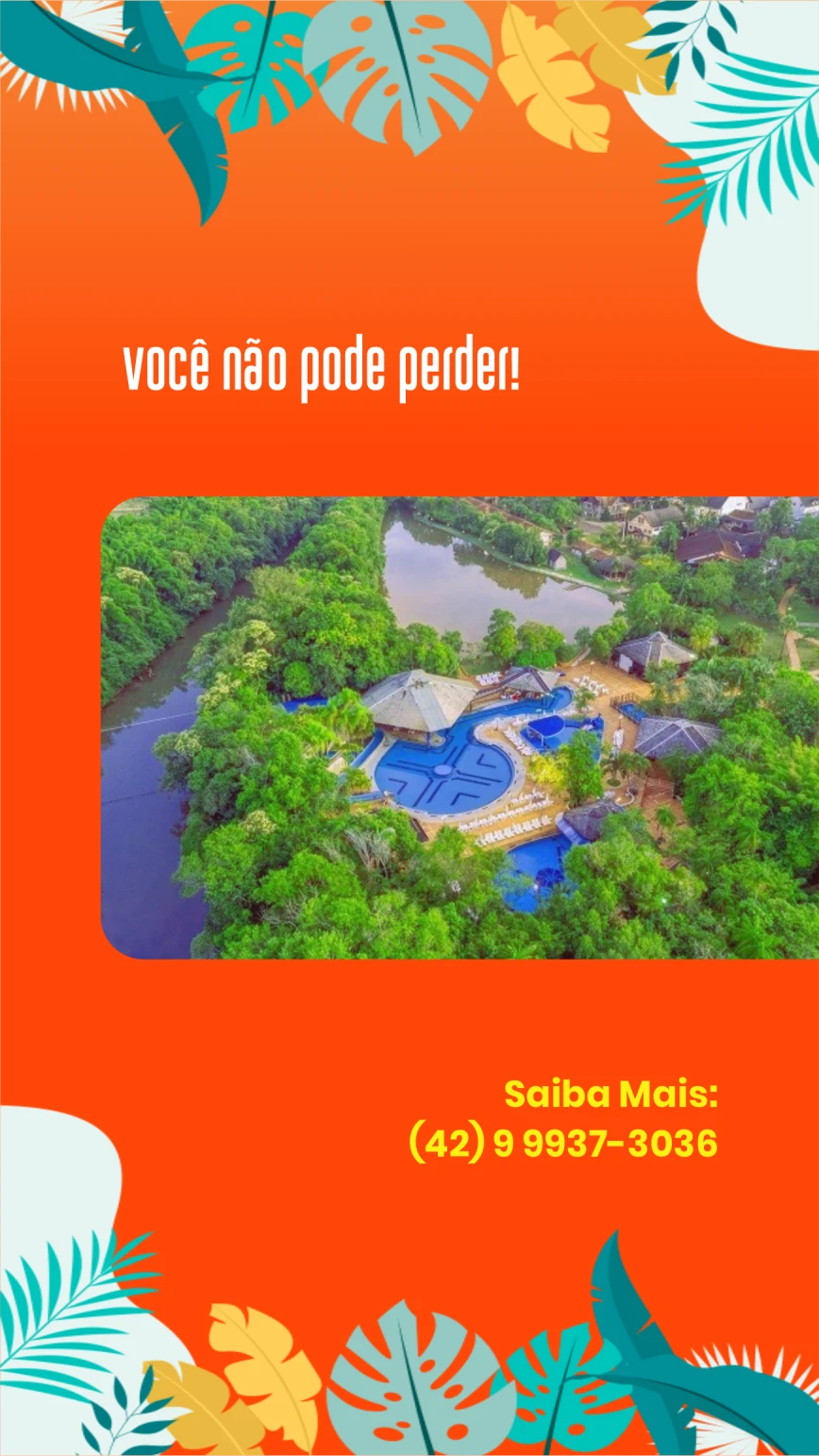 Story da Viajar Mais: resort visto de cima, com chamada para saber mais